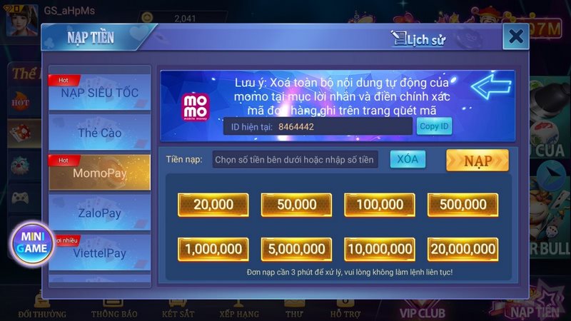 Nạp rút tiền không yêu cầu khắt khe với khách chơi